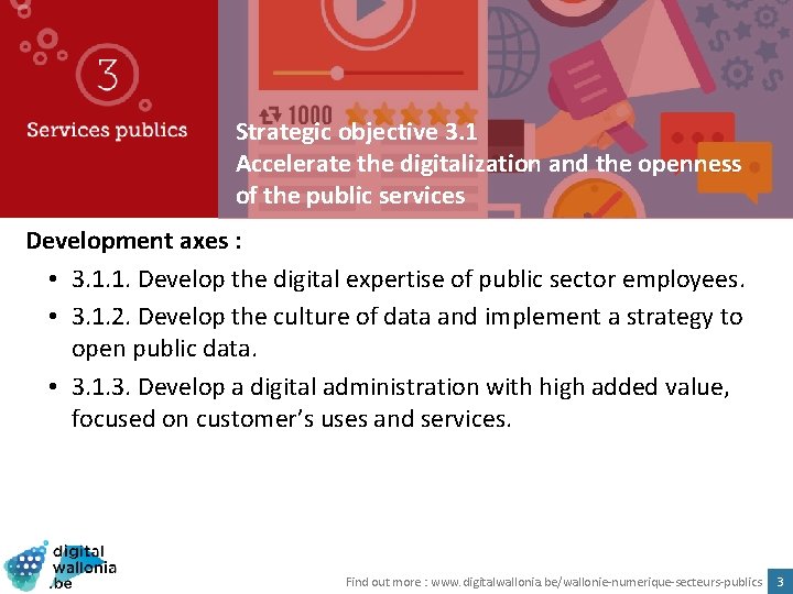 Strategic objective 3. 1 Accelerate the digitalization and the openness of the public services