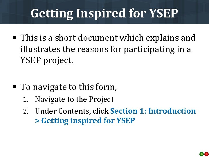 Getting Inspired for YSEP § This is a short document which explains and illustrates