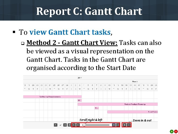 Report C: Gantt Chart § To view Gantt Chart tasks, q Method 2 -