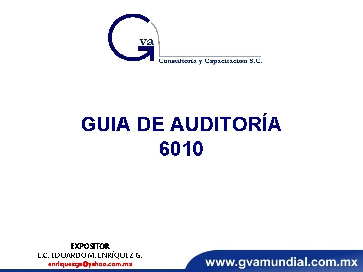 GUIA DE AUDITORÍA 6010 EXPOSITOR L. C. EDUARDO M. ENRÍQUEZ G. enriquezge@yahoo. com. mx