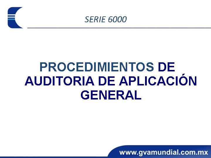 SERIE 6000 PROCEDIMIENTOS DE AUDITORIA DE APLICACIÓN GENERAL 
