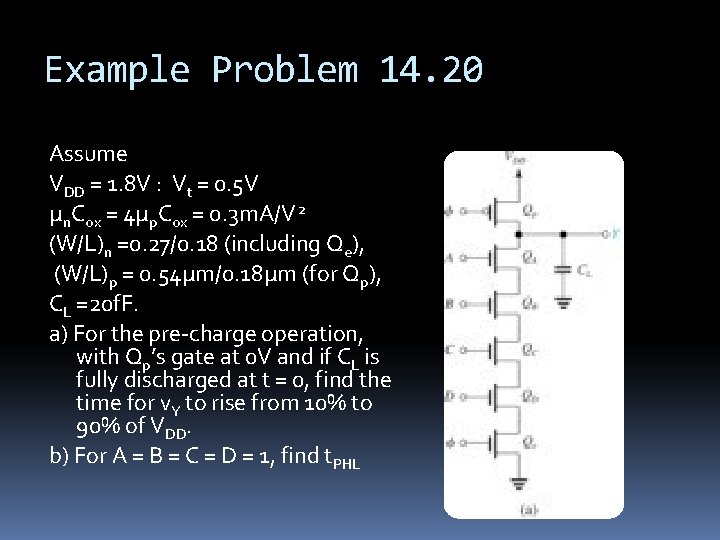 Example Problem 14. 20 Assume VDD = 1. 8 V : Vt = 0.