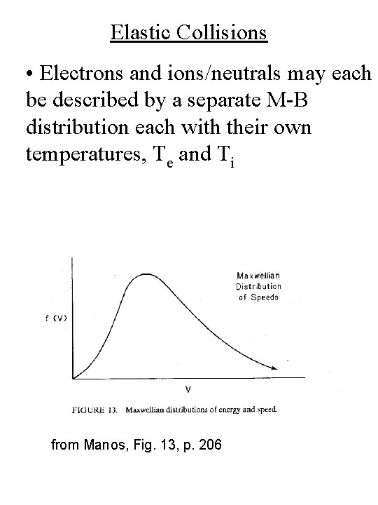 Elastic Collisions • Electrons and ions/neutrals may each be described by a separate M-B