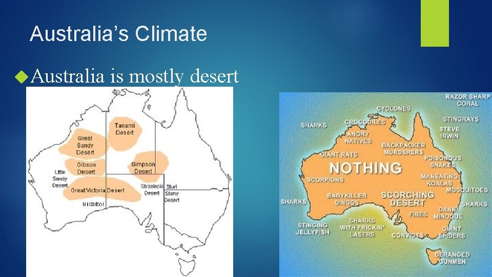 Australia’s Climate Australia is mostly desert 