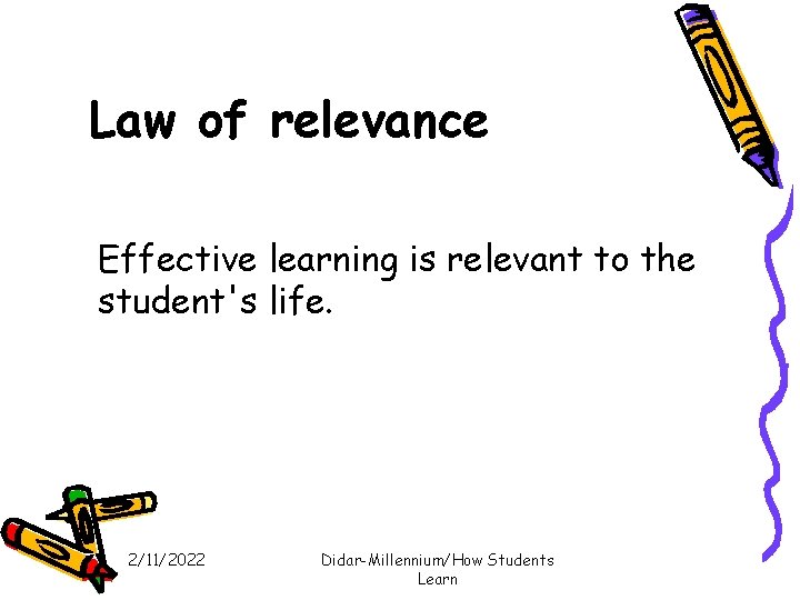 Law of relevance Effective learning is relevant to the student's life. 2/11/2022 Didar-Millennium/How Students