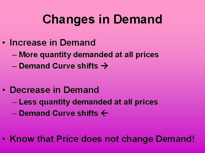 Changes in Demand • Increase in Demand – More quantity demanded at all prices