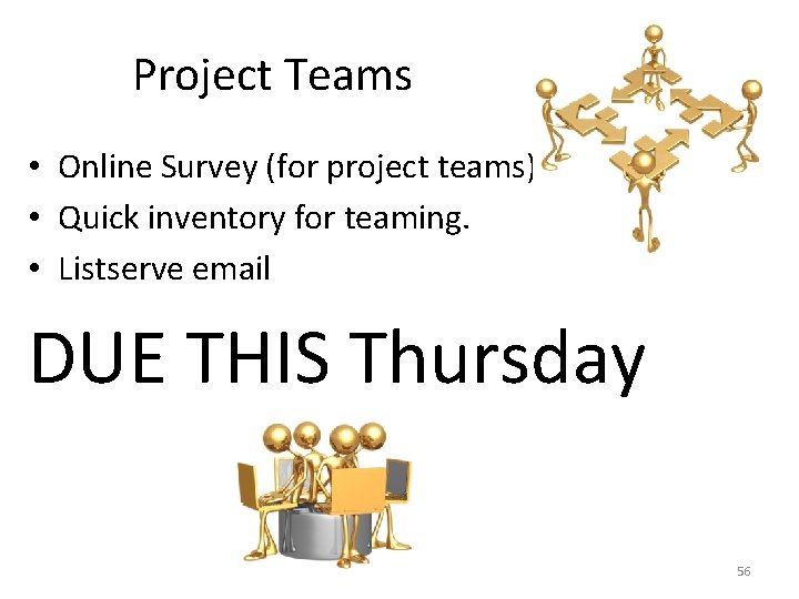 Project Teams • Online Survey (for project teams) • Quick inventory for teaming. •