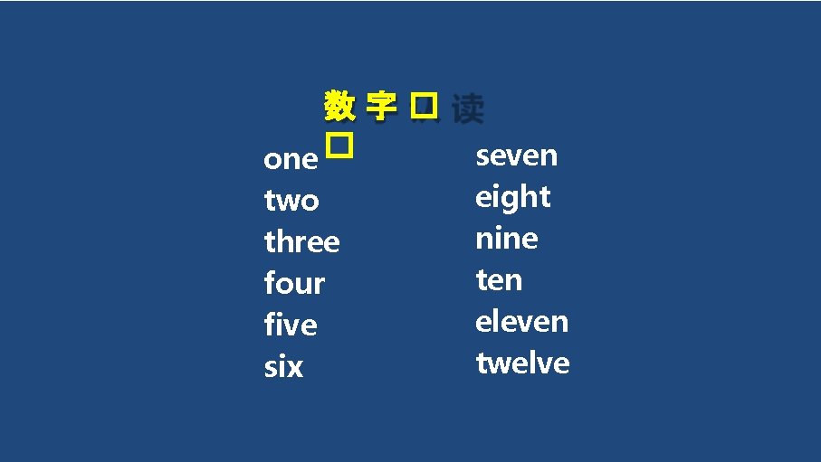 数字� one � two three four five six seven eight nine ten eleven twelve