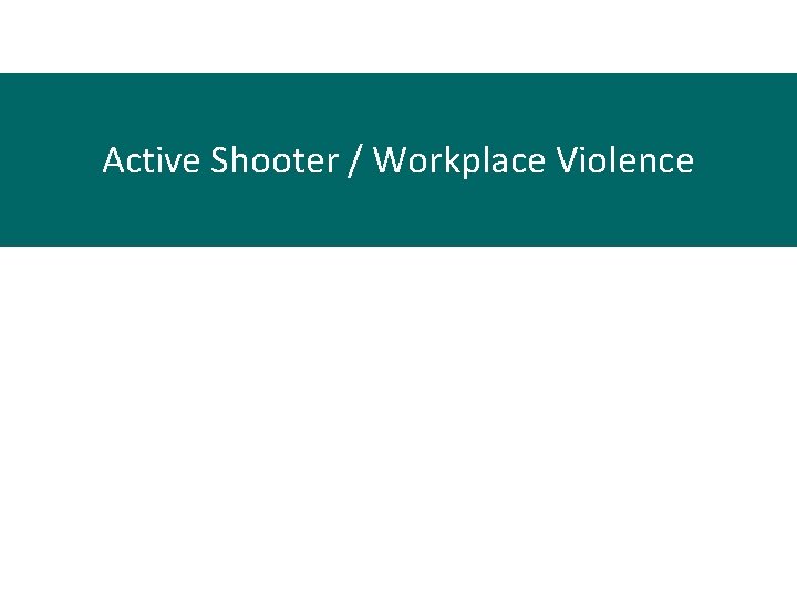 Active Shooter / Workplace Violence 