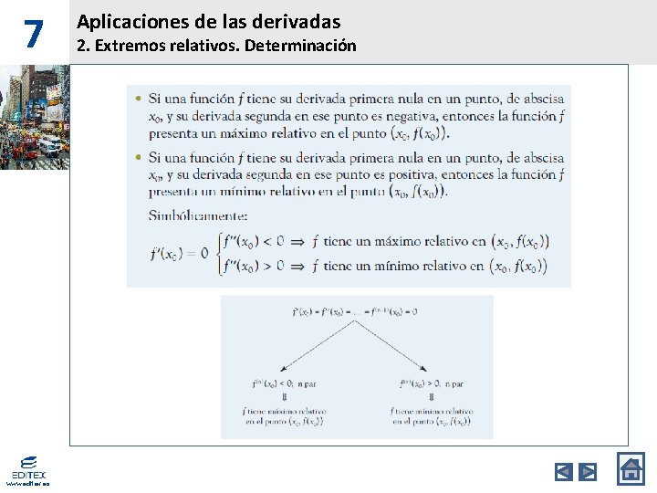 7 www. editex. es Aplicaciones de las derivadas 2. Extremos relativos. Determinación 