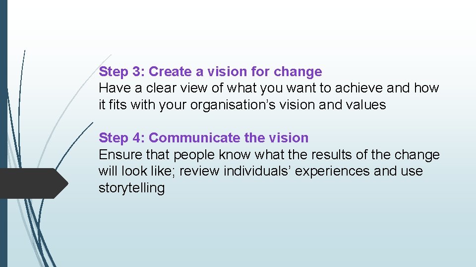 Step 3: Create a vision for change Have a clear view of what you Step 3: Create a vision for change Have a clear view of what you