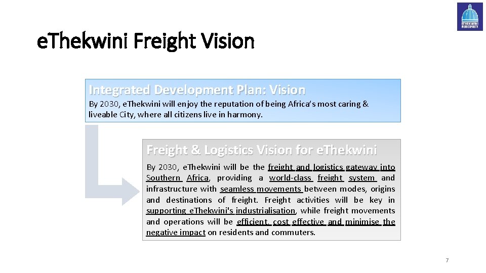 e. Thekwini Freight Vision Integrated Development Plan: Vision By 2030, e. Thekwini will enjoy