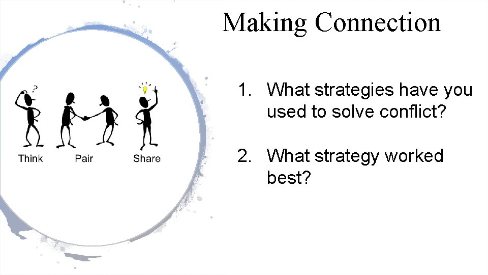 Making Connection 1. What strategies have you used to solve conflict? 2. What strategy
