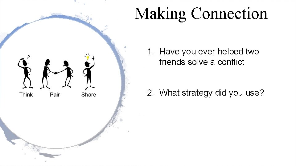 Making Connection 1. Have you ever helped two friends solve a conflict 2. What