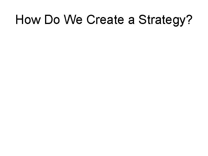 How Do We Create a Strategy? 