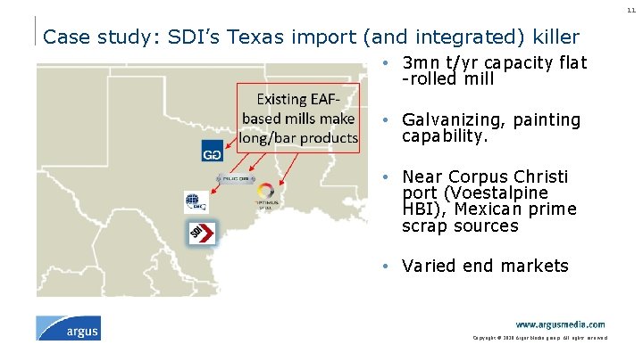 11 Case study: SDI’s Texas import (and integrated) killer • 3 mn t/yr capacity