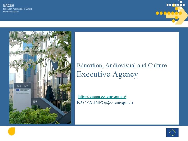 Education, Audiovisual and Culture Executive Agency http: //eacea. ec. europa. eu/ EACEA-INFO@ec. europa. eu