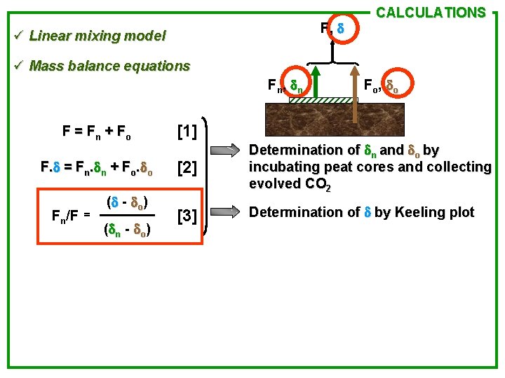 F, d ü Linear mixing model CALCULATIONS ü Mass balance equations F n ,