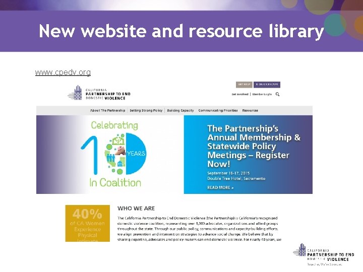 New website and resource library www. cpedv. org 