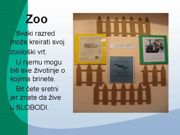 Zoo Svaki razred može kreirati svoj zoološki vrt. U njemu mogu biti sve životinje