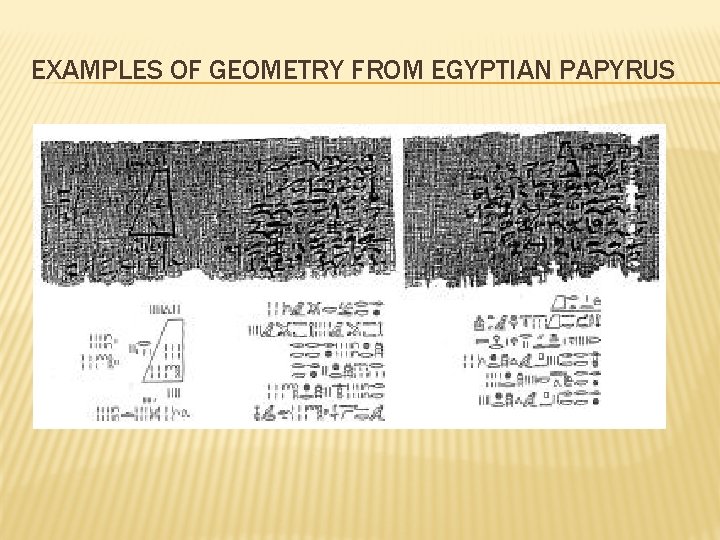 EXAMPLES OF GEOMETRY FROM EGYPTIAN PAPYRUS 