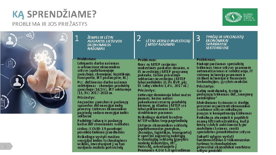 KĄ SPRENDŽIAME? PROBLEMA IR JOS PRIEŽASTYS 1 2 ŽEMAS IR LĖTAI AUGANTIS LIETUVOS EKONOMIKOS