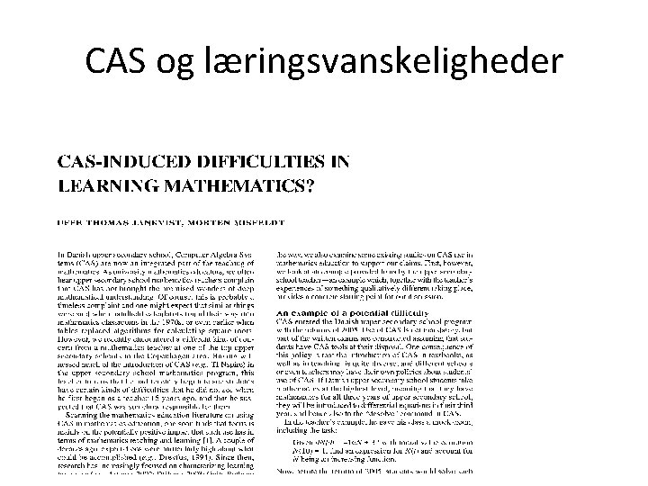 CAS og læringsvanskeligheder 