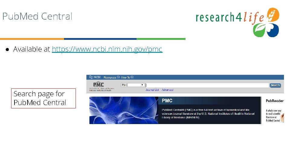 Pub. Med Central ● Available at https: //www. ncbi. nlm. nih. gov/pmc Search page