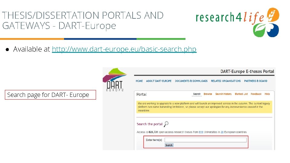 THESIS/DISSERTATION PORTALS AND GATEWAYS - DART-Europe ● Available at http: //www. dart-europe. eu/basic-search. php