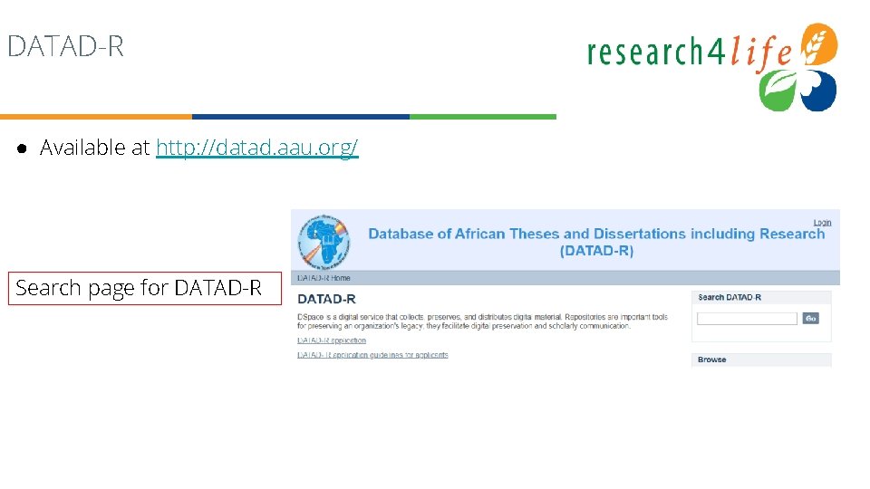 DATAD-R ● Available at http: //datad. aau. org/ Search page for DATAD-R 