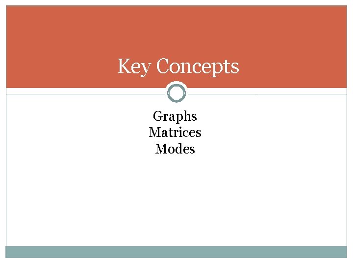Key Concepts Graphs Matrices Modes 