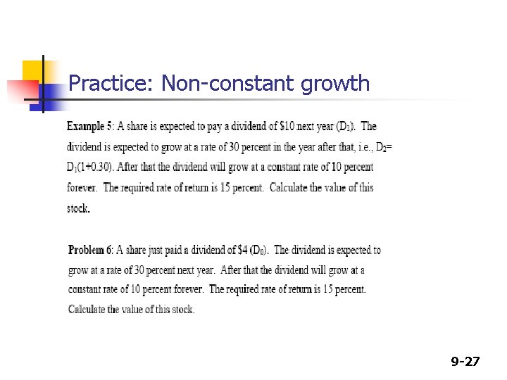 Practice: Non-constant growth 9 -27 