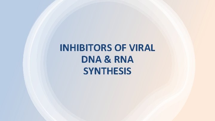 INHIBITORS OF VIRAL DNA & RNA SYNTHESIS 