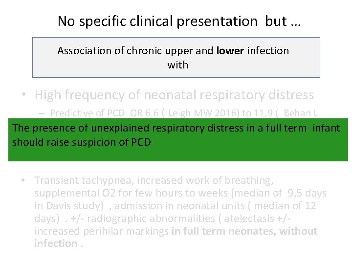 No specific clinical presentation but … Association of chronic upper and lower infection with