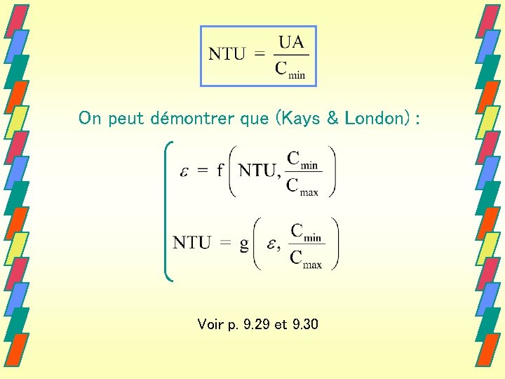 On peut démontrer que (Kays & London) : Voir p. 9. 29 et 9.