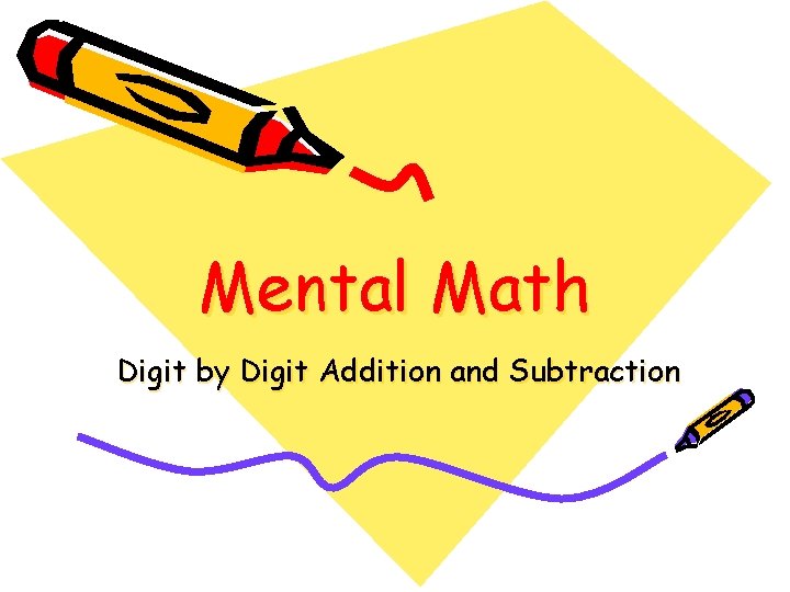 Mental Math Digit by Digit Addition and Subtraction 