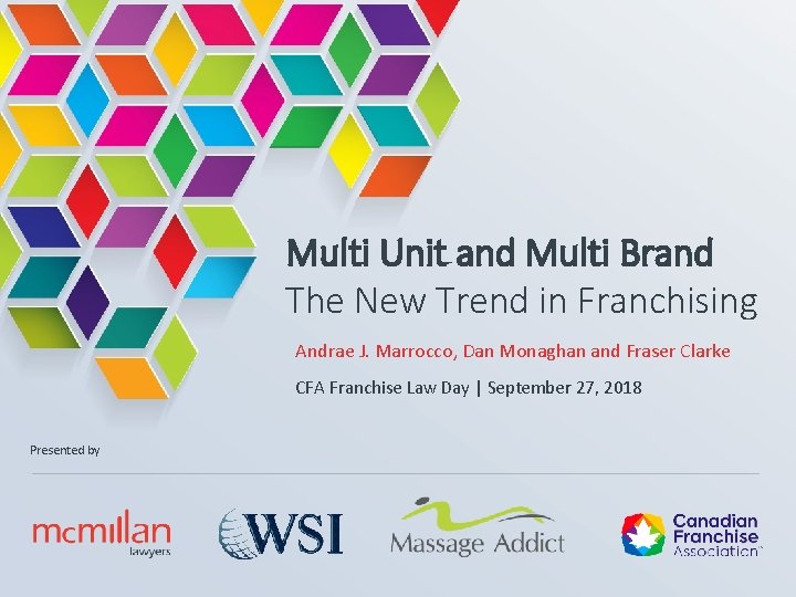 Multi Unit and Multi Brand The New Trend in Franchising Andrae J. Marrocco, Dan