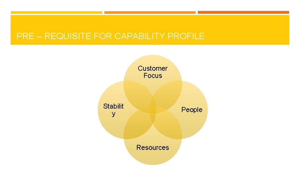 PRE – REQUISITE FOR CAPABILITY PROFILE Customer Focus Stabilit y People Resources PRE – REQUISITE FOR CAPABILITY PROFILE Customer Focus Stabilit y People Resources