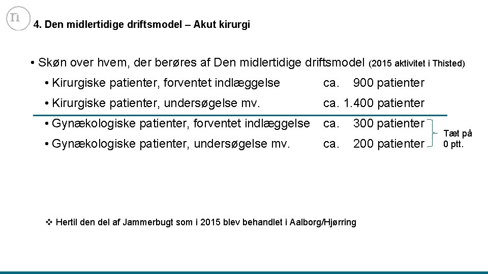 4. Den midlertidige driftsmodel – Akut kirurgi • Skøn over hvem, der berøres af