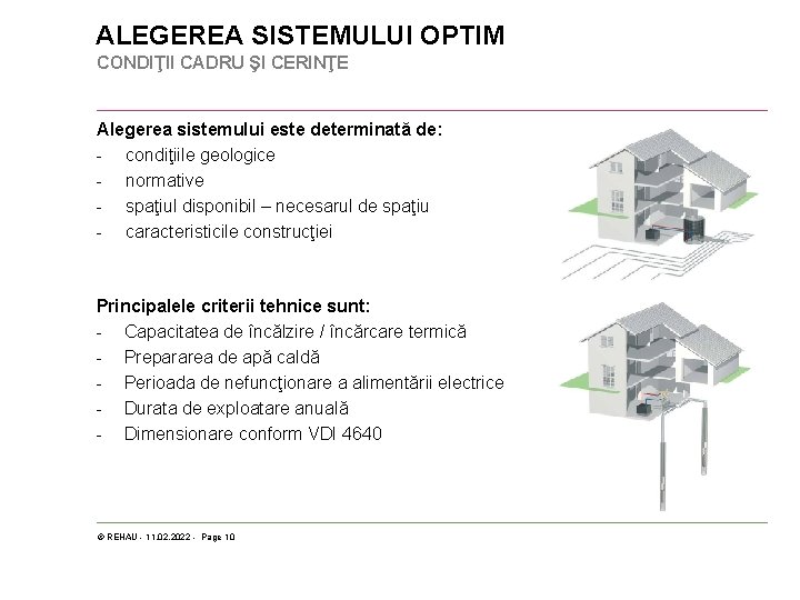 ALEGEREA SISTEMULUI OPTIM CONDIŢII CADRU ŞI CERINŢE Alegerea sistemului este determinată de: - condiţiile