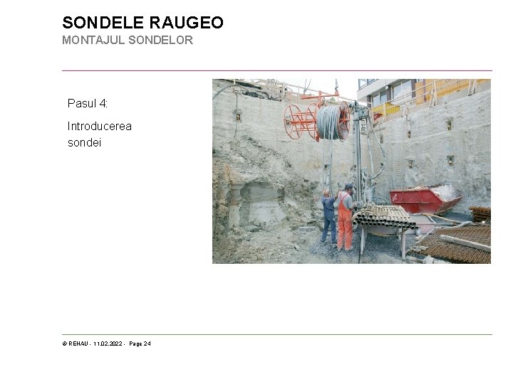 SONDELE RAUGEO MONTAJUL SONDELOR Pasul 4: Introducerea sondei © REHAU - 11. 02. 2022