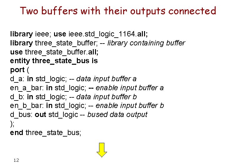 Two buffers with their outputs connected library ieee; use ieee. std_logic_1164. all; library three_state_buffer;