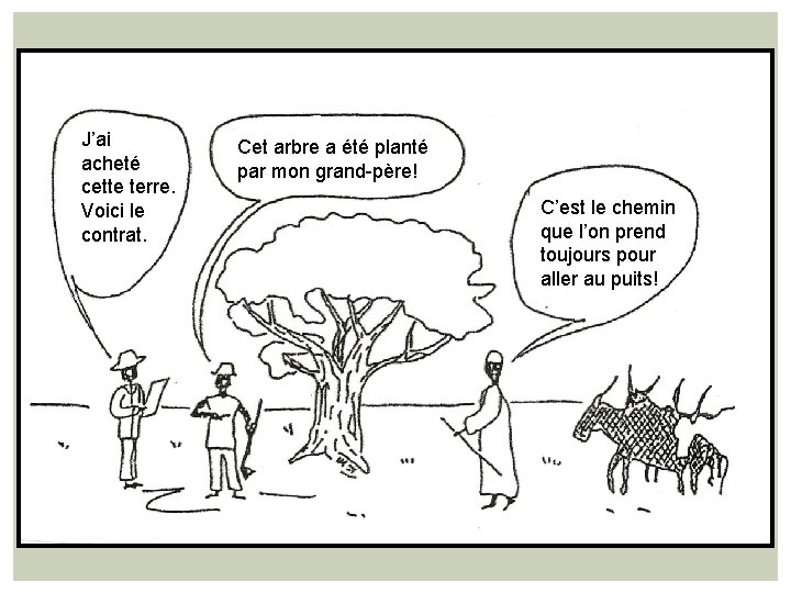 J’ai acheté cette terre. Voici le contrat. Cet arbre a été planté par mon