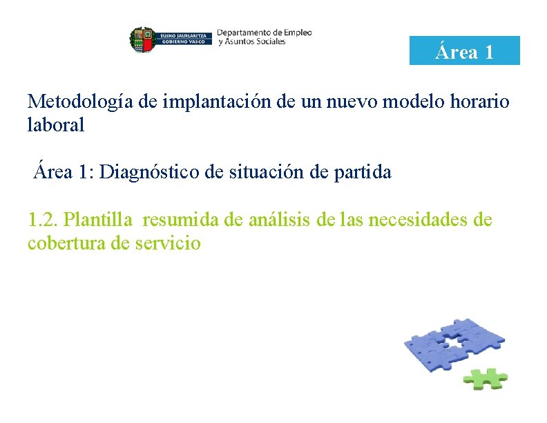 Área 1 Metodología de implantación de un nuevo modelo horario laboral Área 1: Diagnóstico