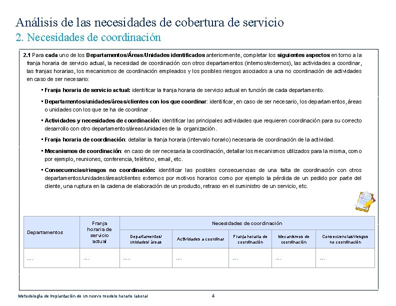 Análisis de las necesidades de cobertura de servicio 2. Necesidades de coordinación 2. 1