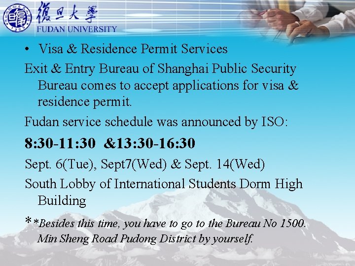  • Visa & Residence Permit Services Exit & Entry Bureau of Shanghai Public