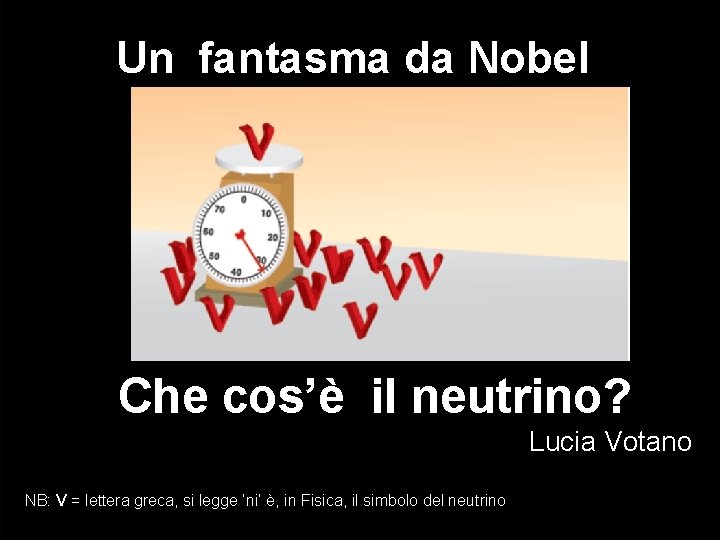 Un fantasma da Nobel Che cos’è il neutrino? Lucia Votano NB: V = lettera
