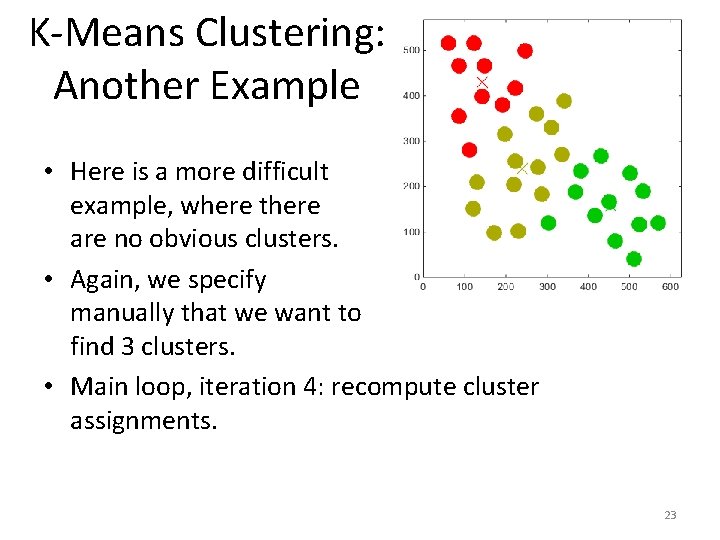 K-Means Clustering: Another Example • Here is a more difficult example, where there are