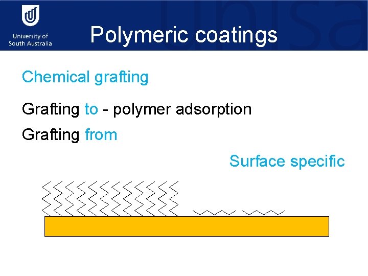 Polymeric coatings Chemical grafting Grafting to - polymer adsorption Grafting from Surface specific 