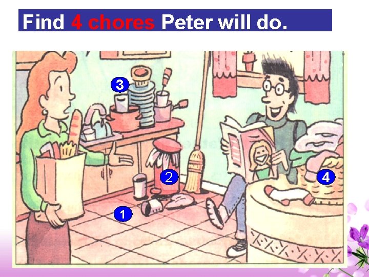 Find 4 chores Peter will do. 3 2 1 4 